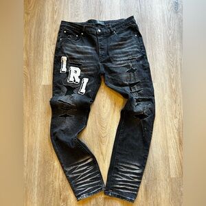 AMIRI Black Slim Jeans with White Patches